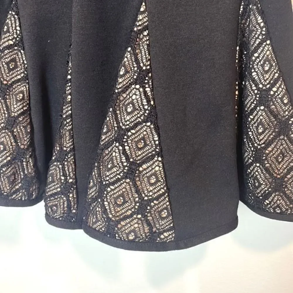 Catherine Malandrino for Design Nation lace long sleeve black fit flare dress 6 - Picture 4 of 8